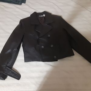 Leather and nylon jacket